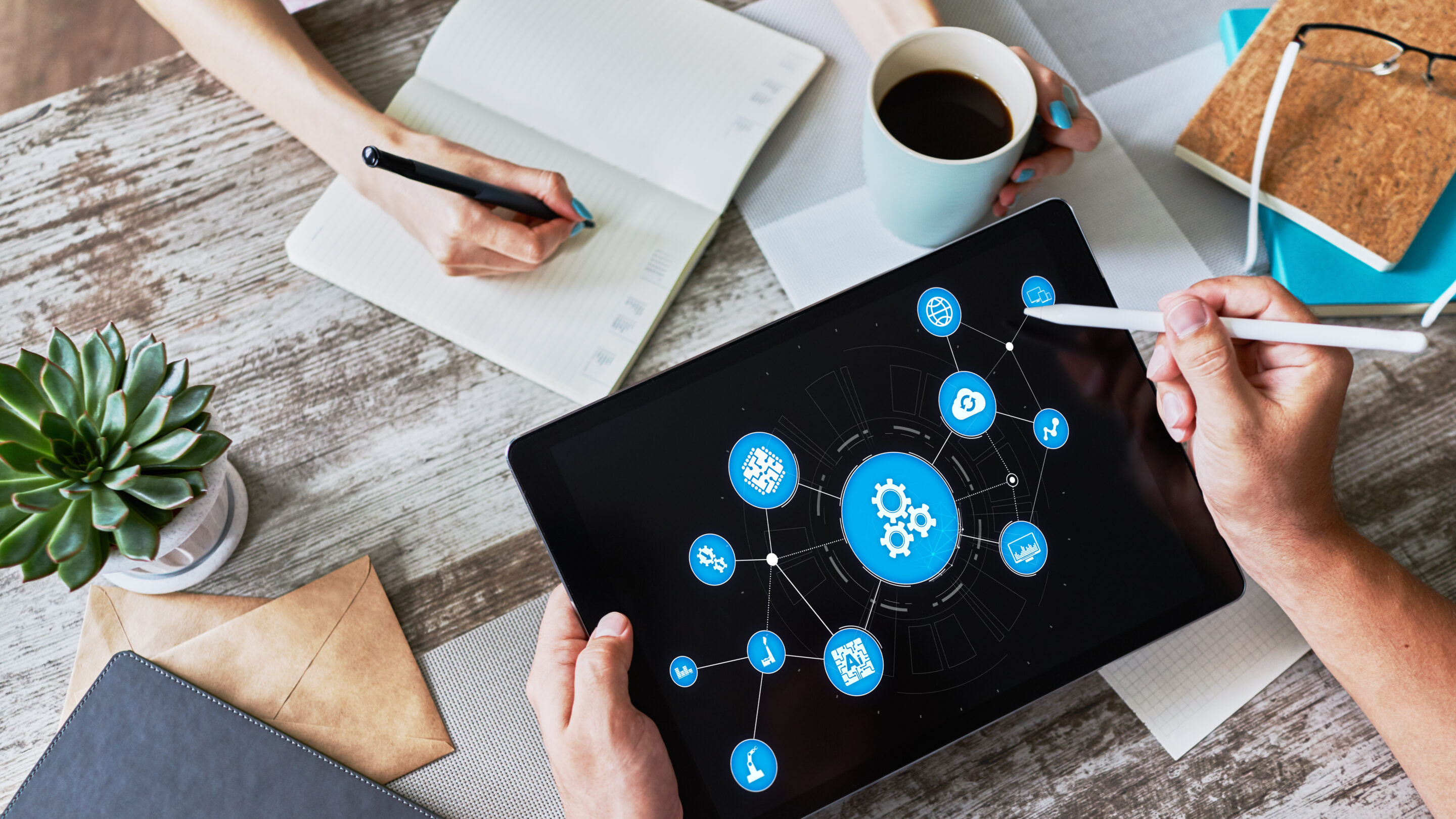 Business process automation and technology concept on screen.